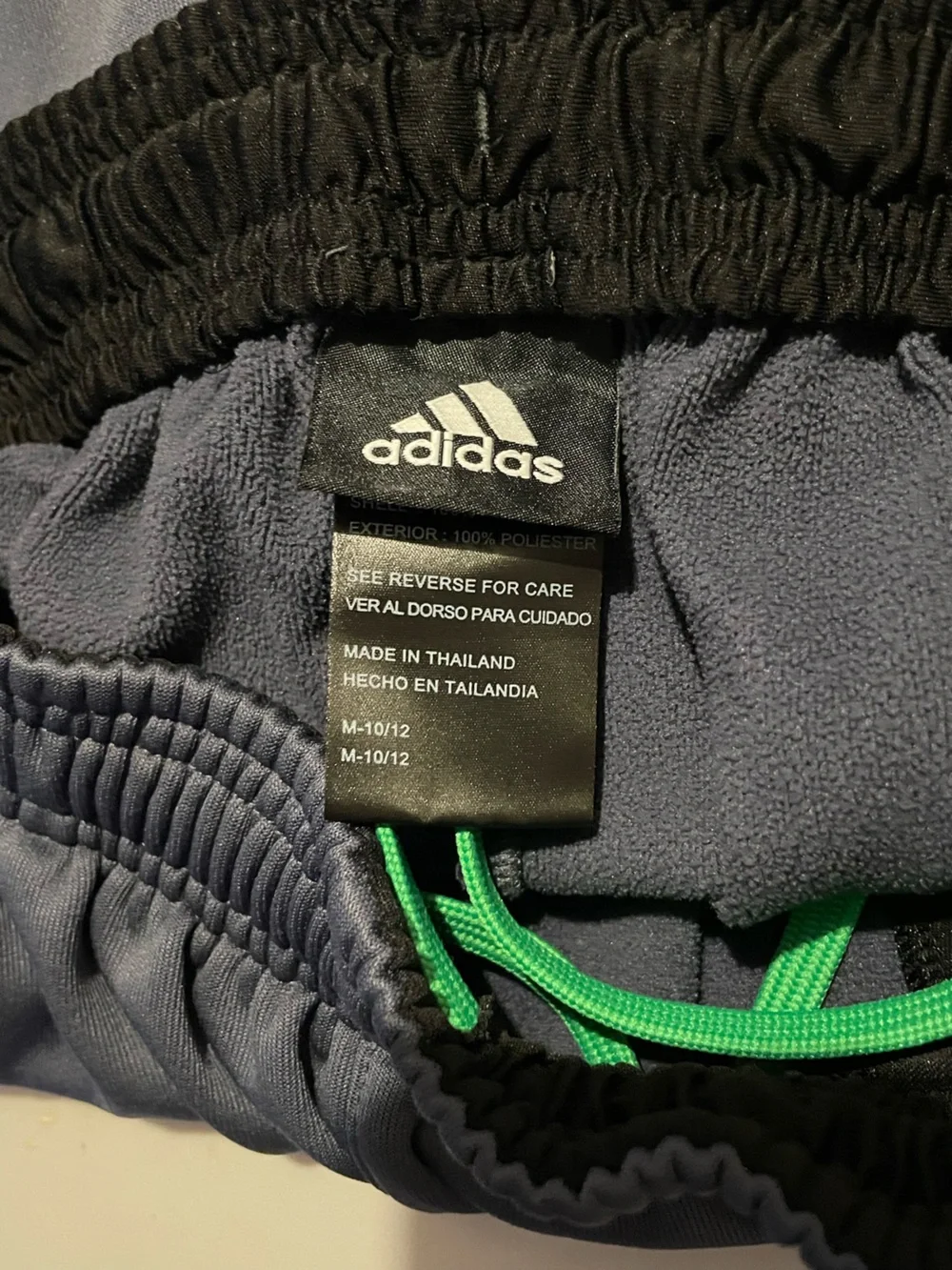 adidas Navy Joggers with Green Logo and Black Trim
